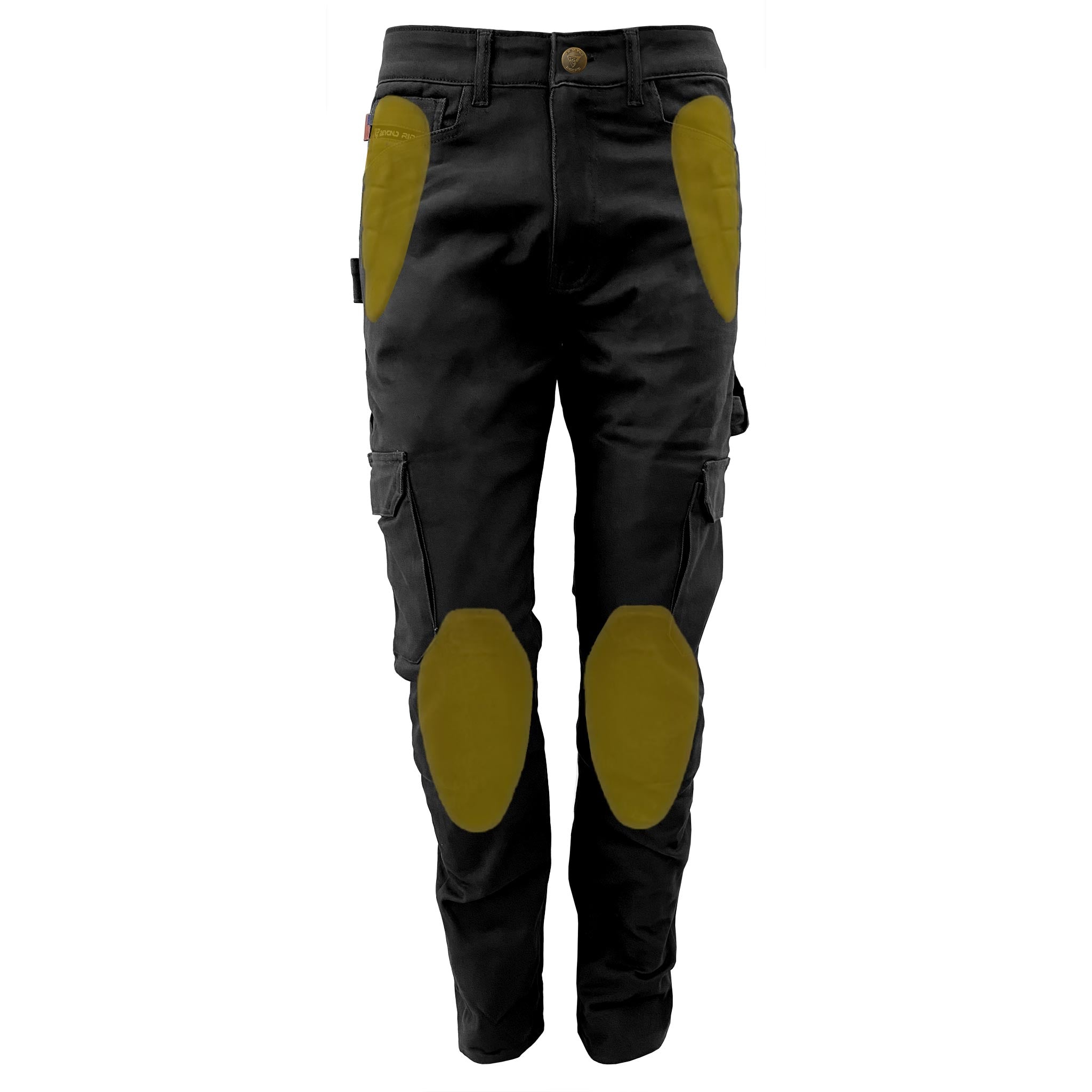Straight Leg Cargo Pants - Black with Pads