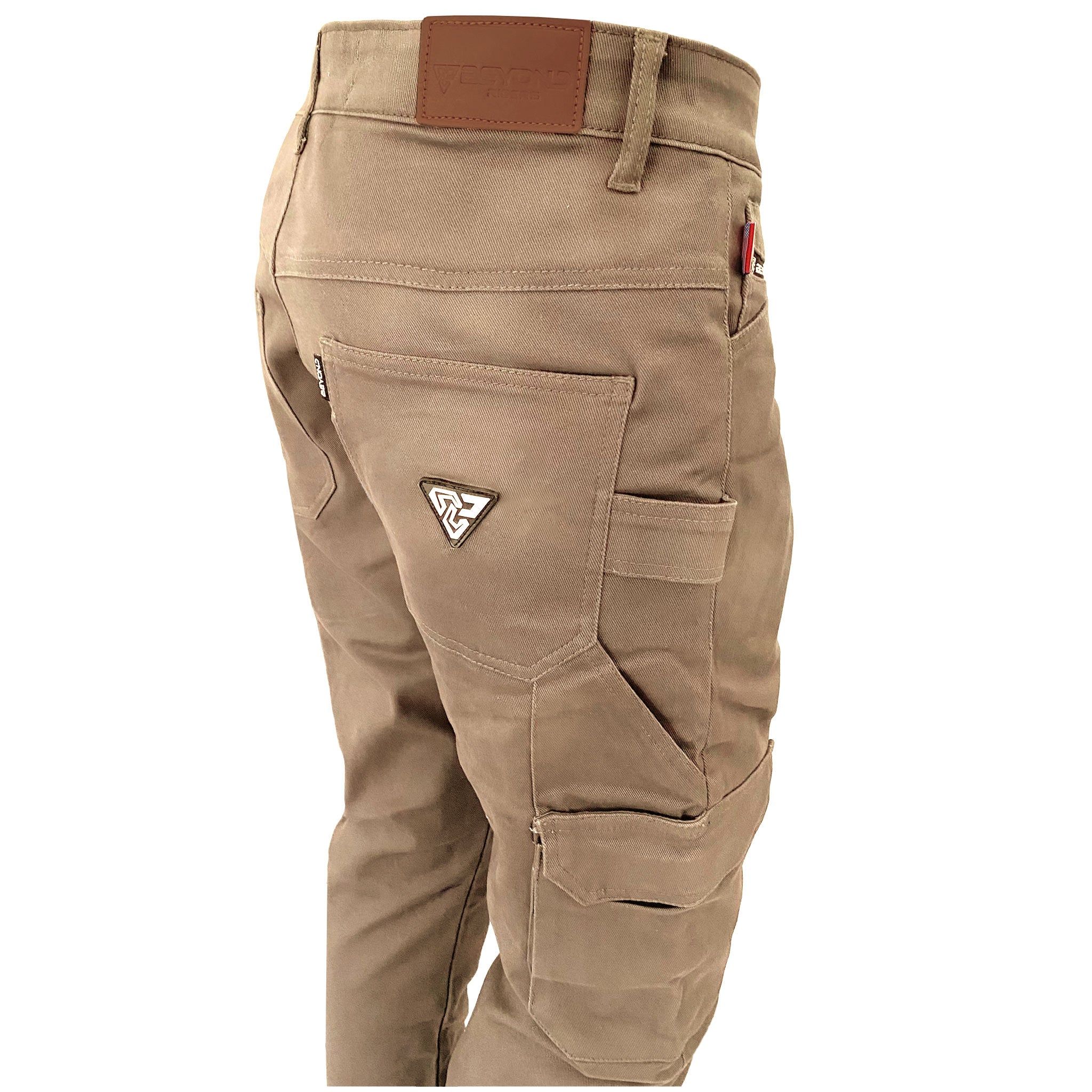 Straight Leg Cargo Pants - Khaki Solid with Pads