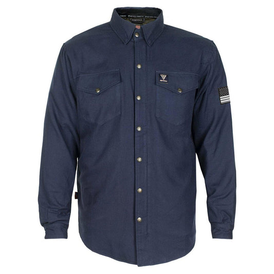 SALE Protective Flannel Shirt - Dark Navy Blue Solid with Pads