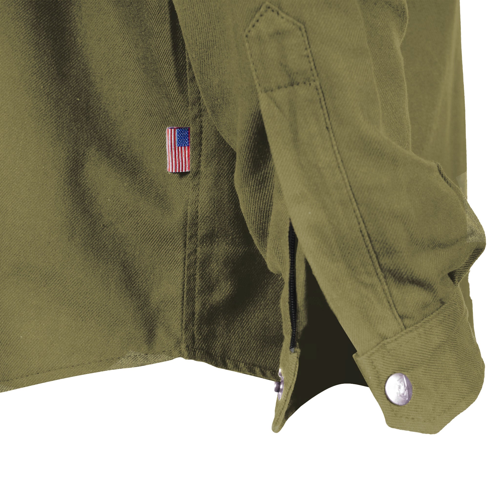 Protective Flannel Shirt - Army Green Solid with Pads