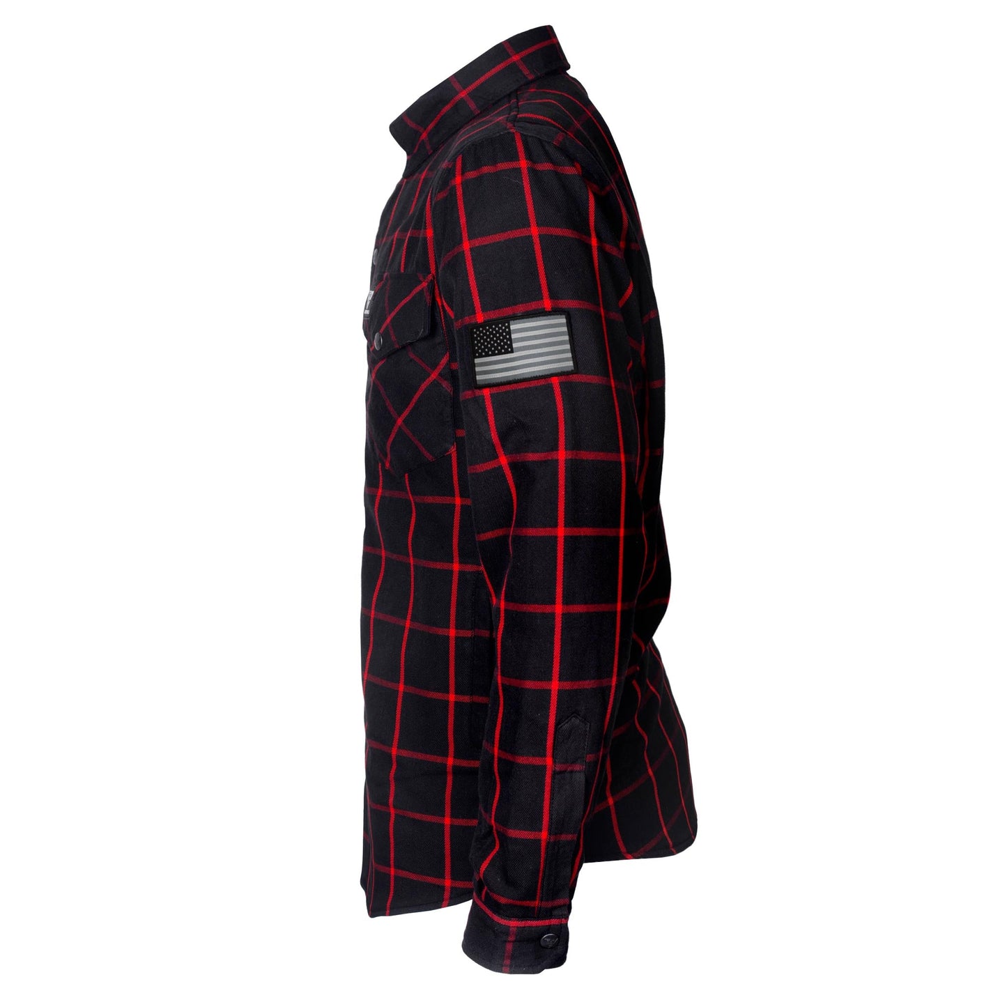 Flannel-Shirt-for-Men-Black-with-Red-Stripes-Left