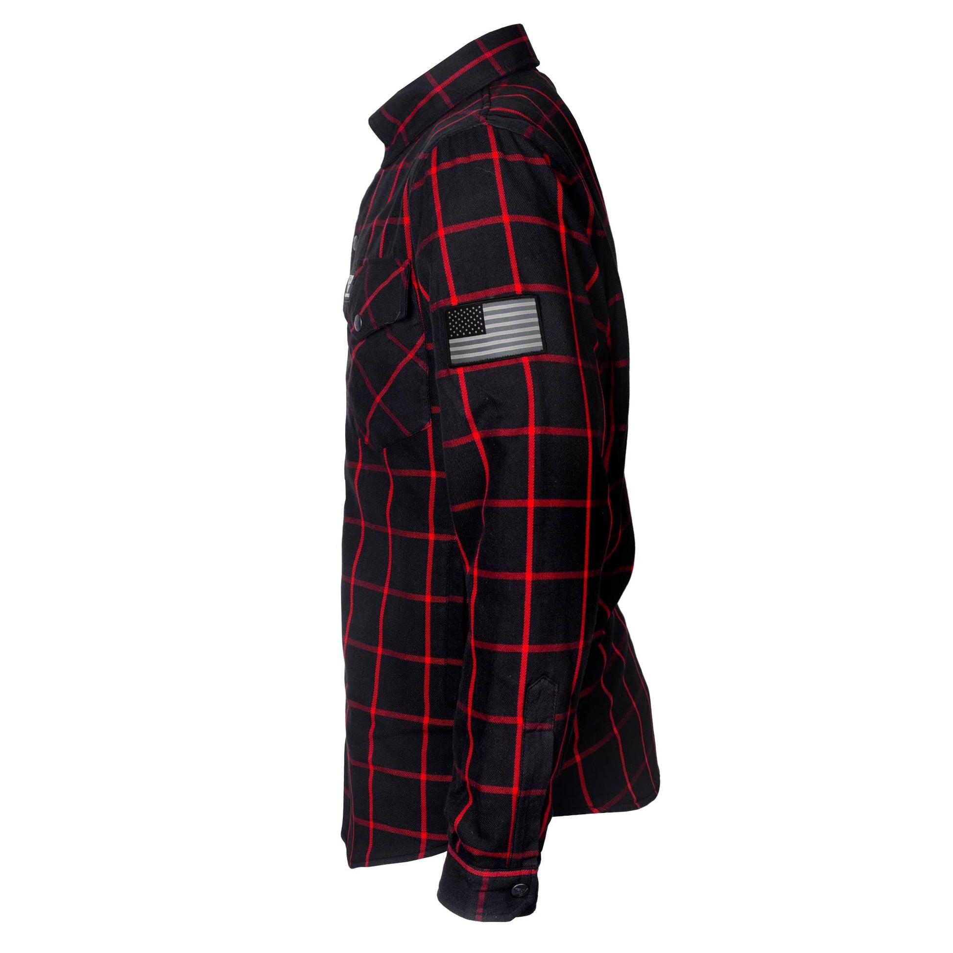 Flannel-Shirt-for-Men-Black-with-Red-Stripes-Left