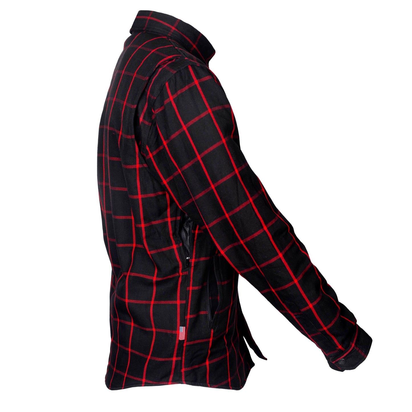 Flannel-Shirt-for-Men-Black-with-Red-Stripes-with-Raised-Sleeve