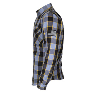 Flannel-Shirt-for-Men-in-Grey-Checkered-and-Yellow-Stripes-Left