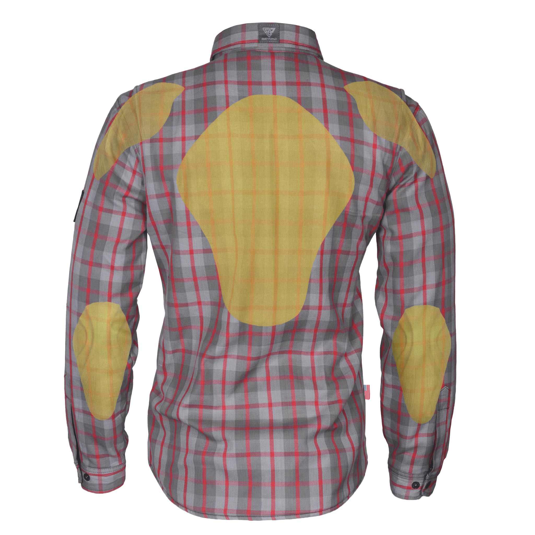Protective Flannel Shirt "Rogue Road" - Grey and Red Stripes with Pads