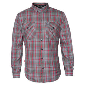 Protective Flannel Shirt "Rogue Road" - Grey & Red Stripes