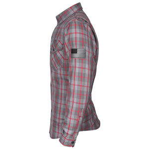 Flannel-Shirt-for-Men-in-Grey-with-Red-Stripes-Left