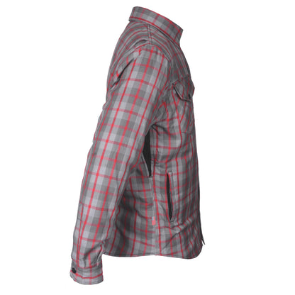 Flannel-Shirt-for-Men-in-Grey-with-Red-Stripes-Right-Sleeve