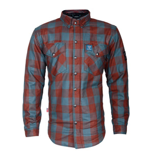 Protective Flannel Shirt "Teal Trail" - Light Brown & Teal Checkered