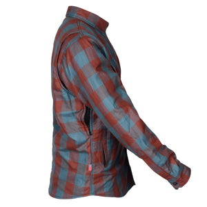 Protective Flannel Shirt "Teal Trail" - Light Brown and Teal Checkered with Pads