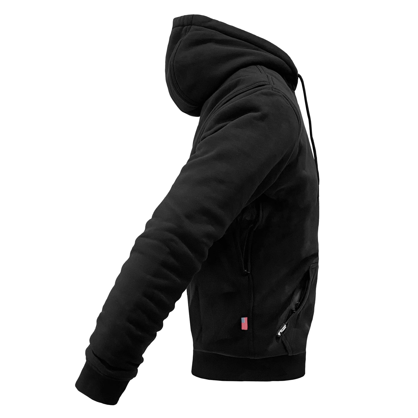 Protective Fleece Unisex Hoodie - Black Matte with Pads