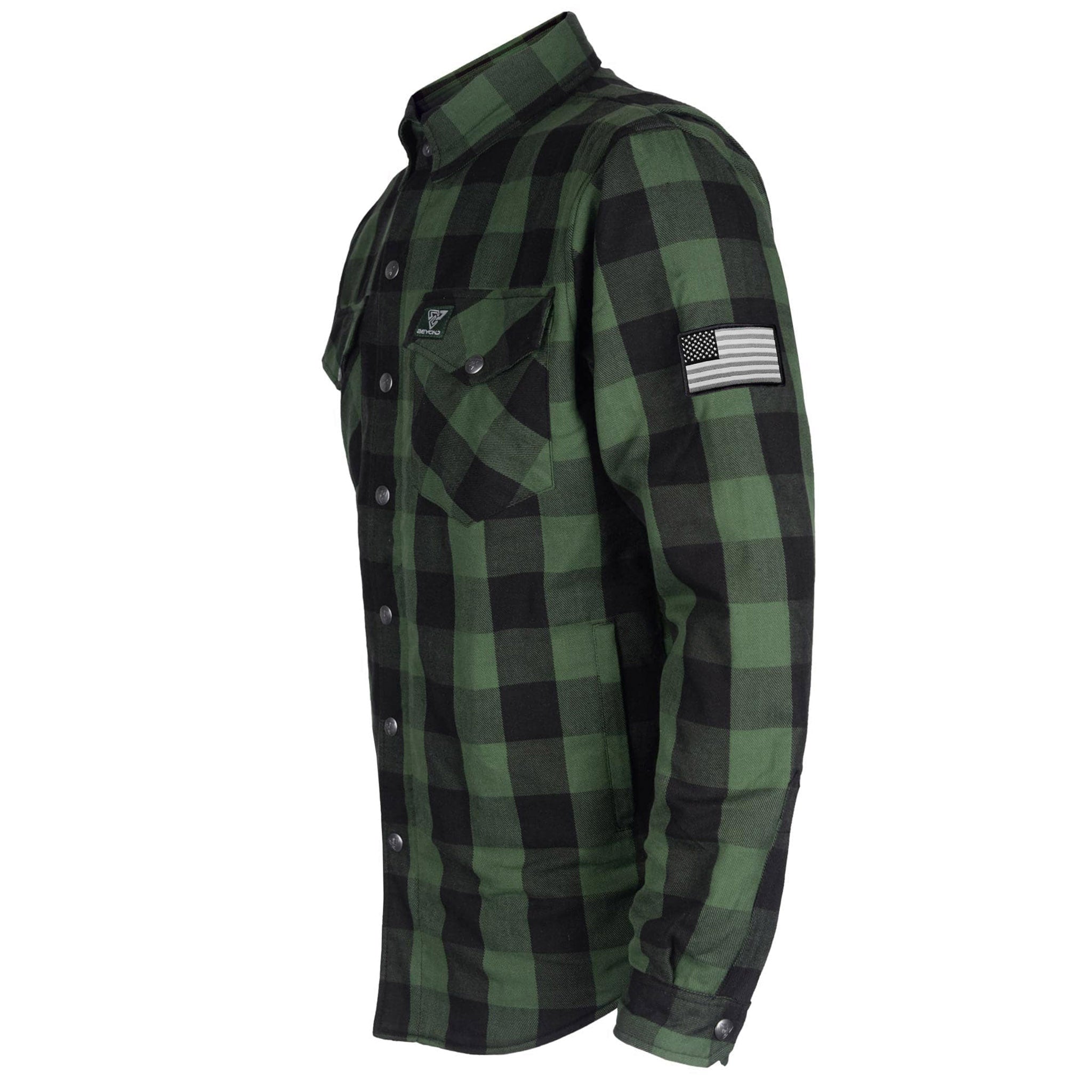 Protective Flannel Shirt - Dark Green Checkered with Pads – Beyond