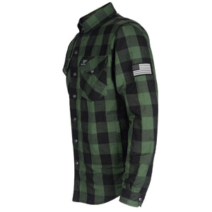 Protective Flannel Shirt - Green and Black Checkered with Pads