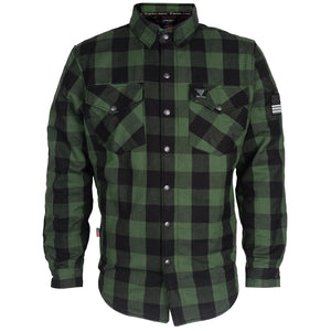 Protective Flannel Shirt - Green and Black Checkered with Pads