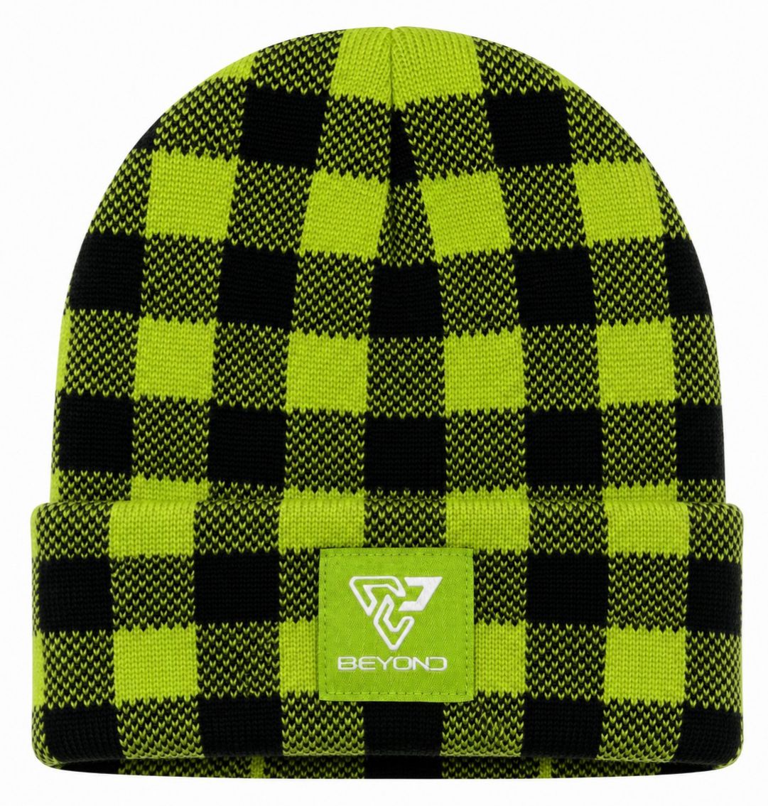 Knit Cuffed Checkered Beanie