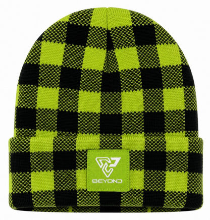 Knit Cuffed Checkered Beanie