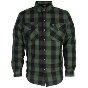 SALE Protective Flannel Shirt "Forest Fury" - Green and Black with Pads