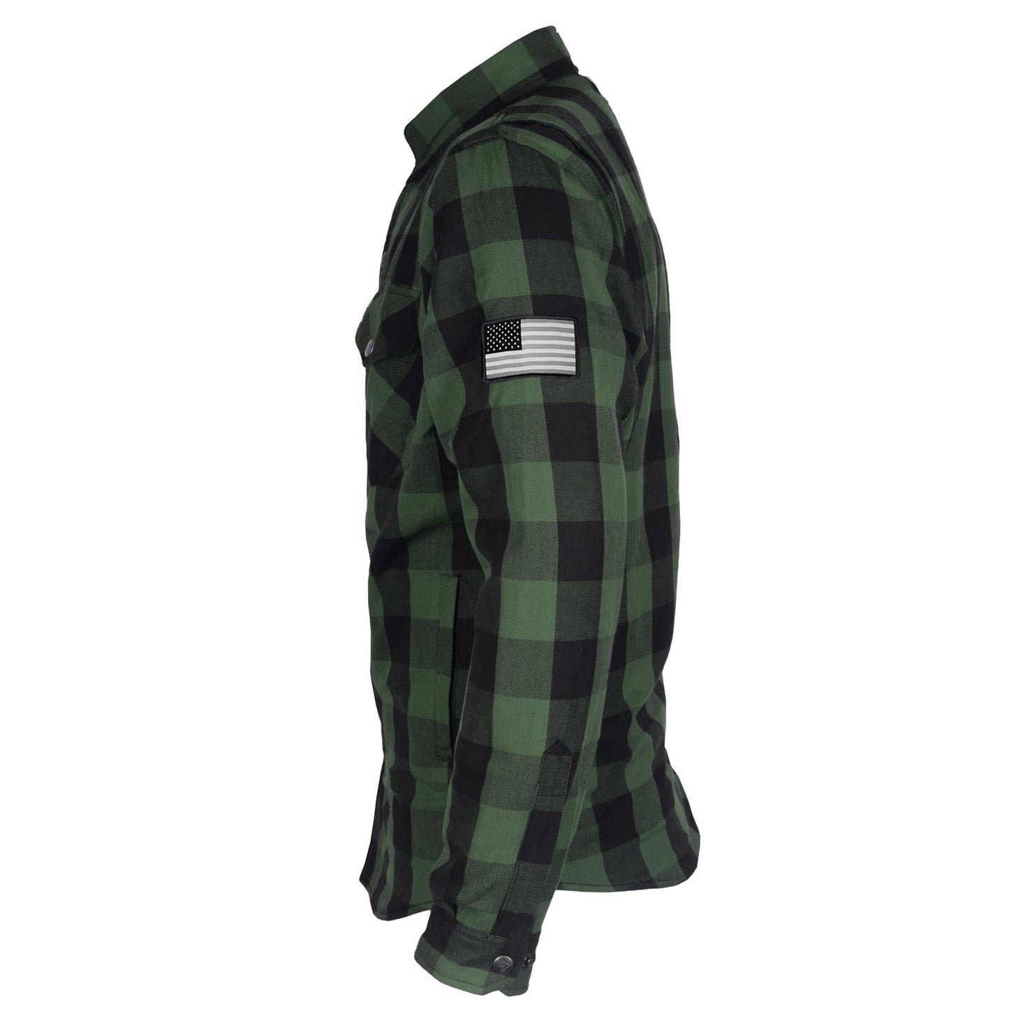 Protective Flannel Shirt - Dark Green Checkered with Pads