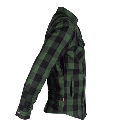 SALE Protective Flannel Shirt - Dark Green Checkered with Pads