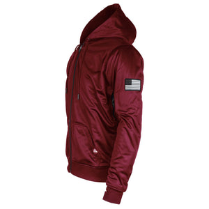 Red Maroon Solid Ultra Protective Hoodie with Pads