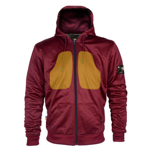 Hoodie-Ultra-Unisex-Red-Maroon-With-Chest-Pads-Front-Side