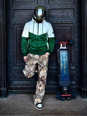 Ultra Reflective Hoodie Dark Green Eclipse with Pads