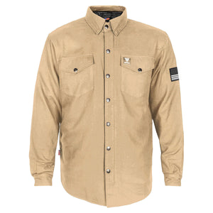 Protective Flannel Shirt - Khaki Solid with Pads