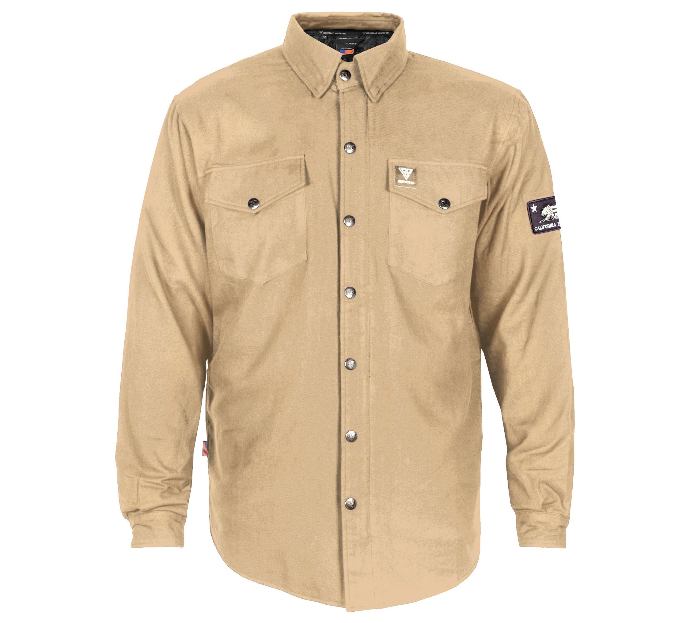 Protective Flannel Shirt - Khaki Solid with Pads