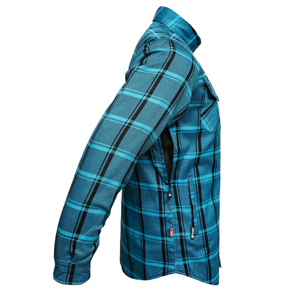Protective Flannel Shirt For Men - Renegade Teal Plaid with Pads