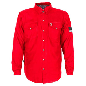 Protective Flannel Shirt - Red Solid with Pads