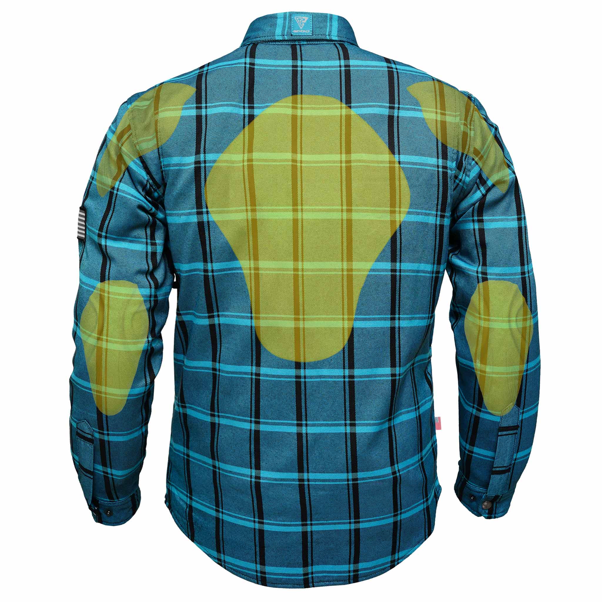 Flannel Shirt For Men - Renegade Teal Blue Plaid with Pads