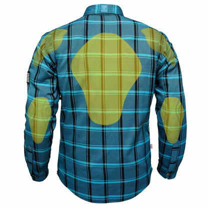 Protective Flannel Shirt For Men - Renegade Teal Plaid with Pads