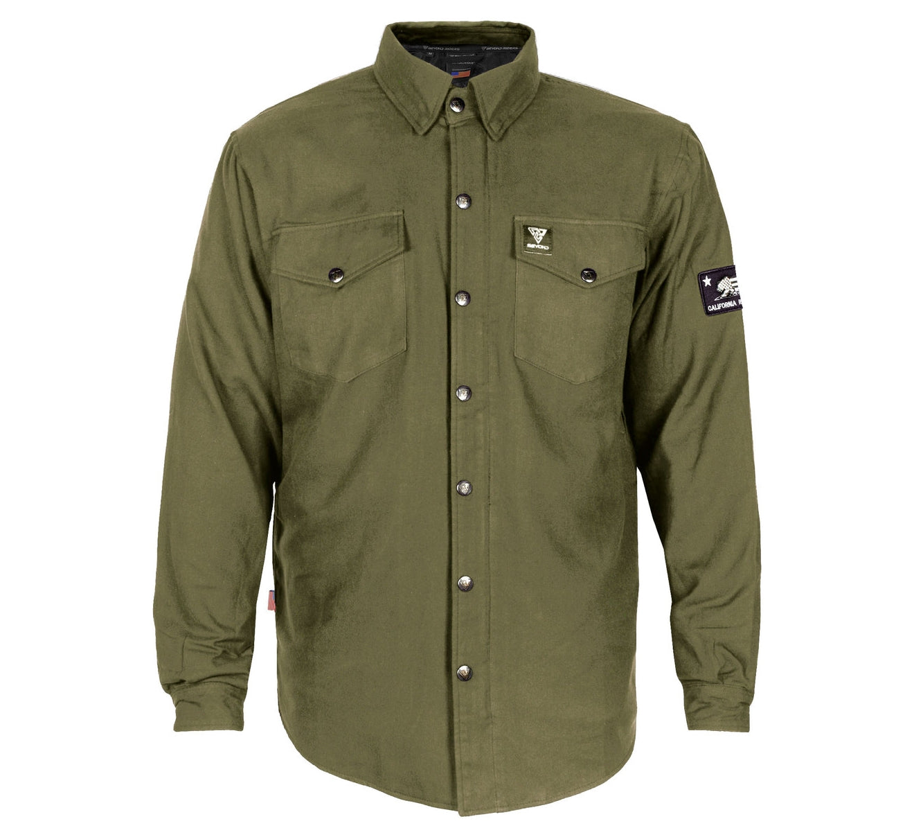 Protective Flannel Shirt - Army Green Solid with Pads