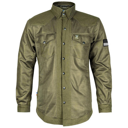 Protective Summer Mesh Shirt - Army Green Solid with Pads