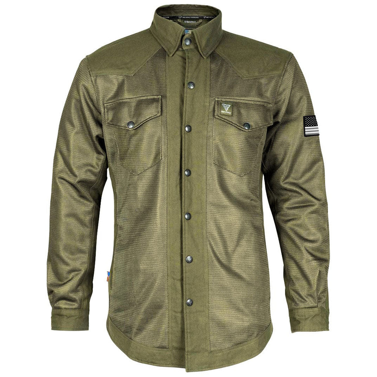 Protective Summer Mesh Shirt - Army Green Solid with Pads