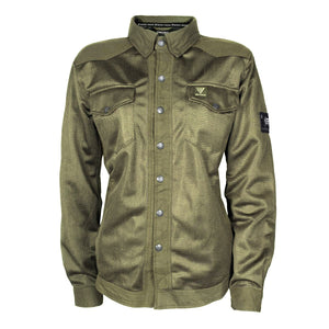 Protective Summer Mesh Shirt for Women - Army Green Solid with Pads