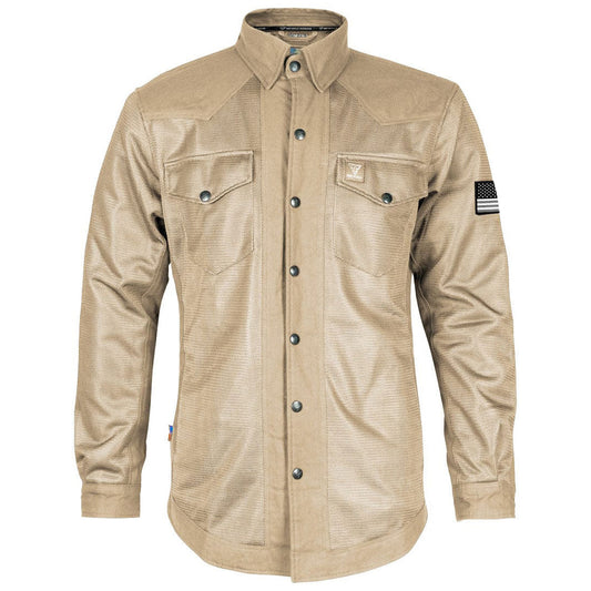 Protective Summer Mesh Shirt - Khaki Solid with Pads [Fast Shipping for USA]