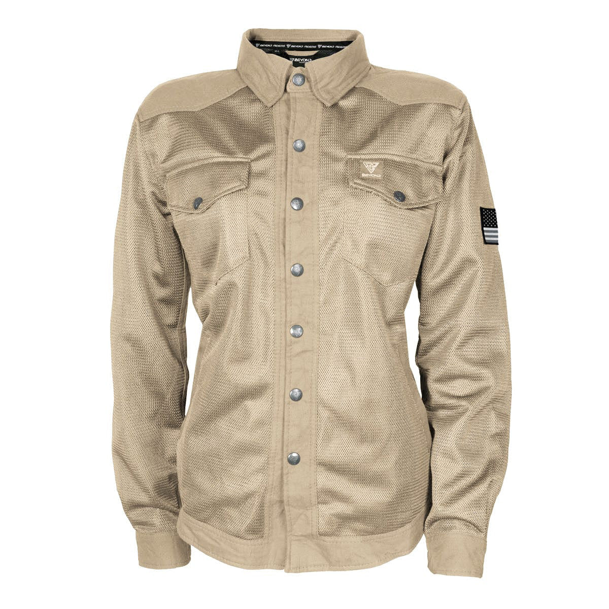 Protective Summer Mesh Shirt for Women - Khaki Solid with Pads