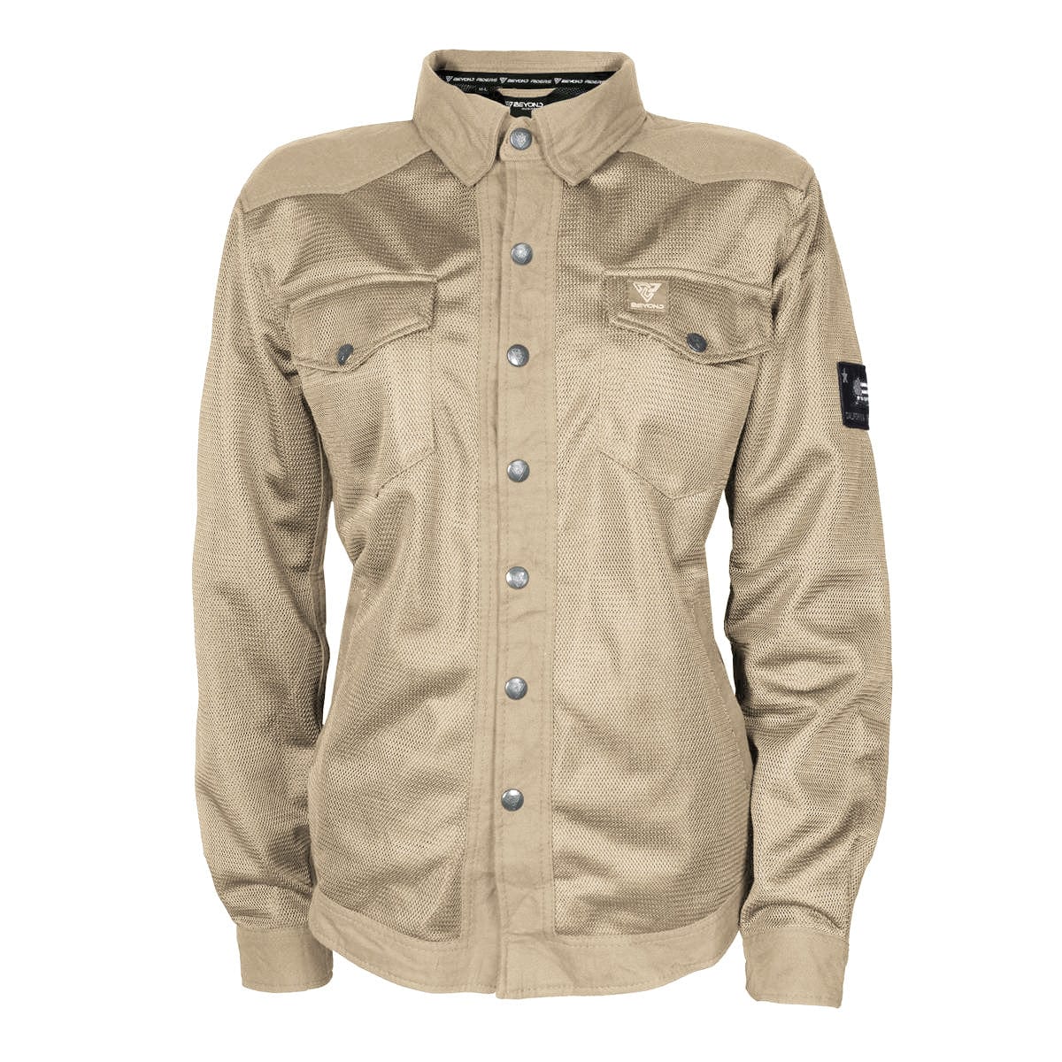 Protective Summer Mesh Shirt for Women - Khaki Solid with Pads