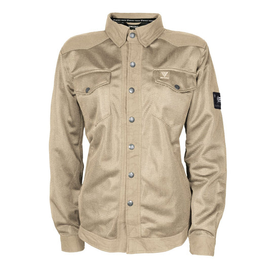 SALE Protective Summer Mesh Shirt for Women - Khaki Solid with Pads