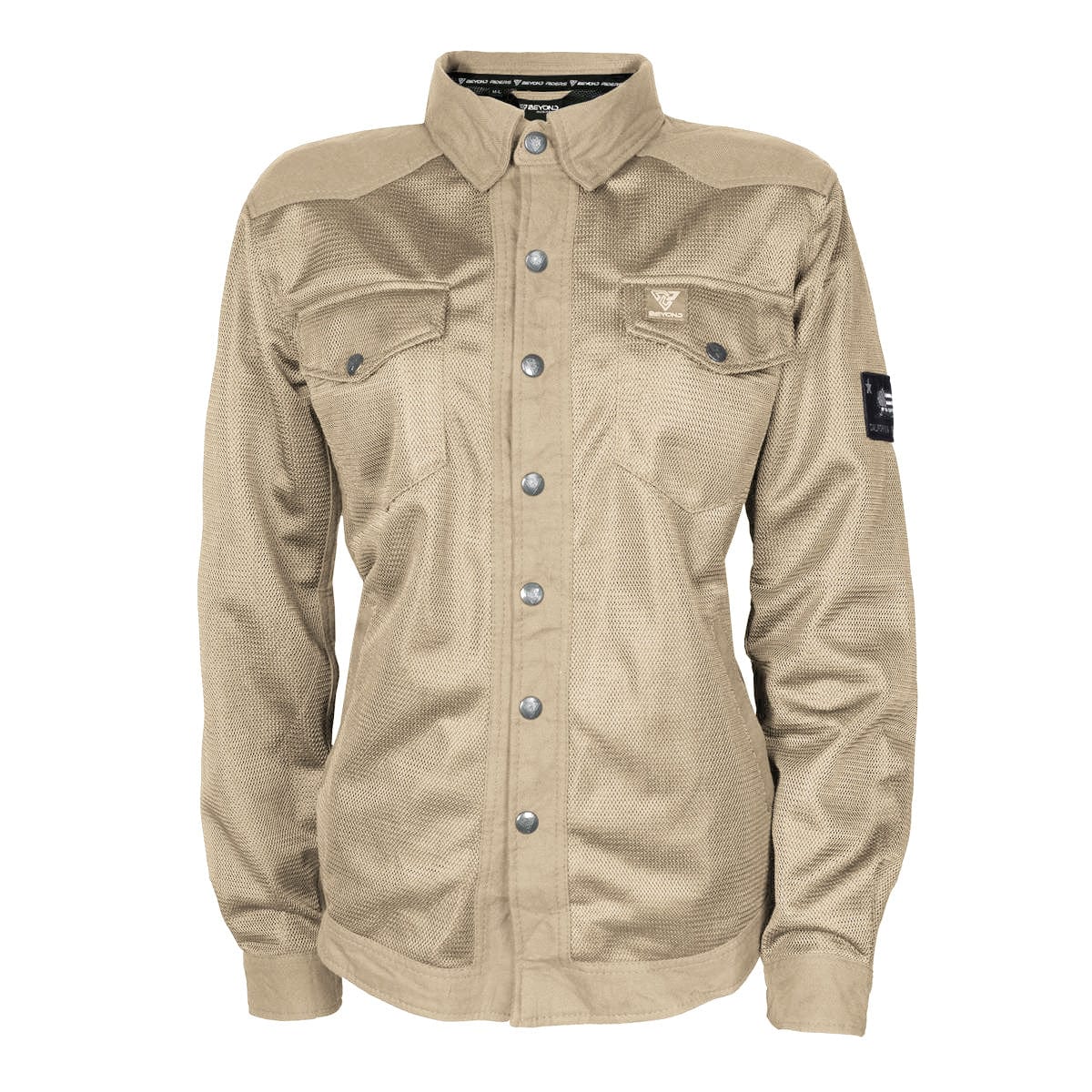 SALE Protective Summer Mesh Shirt for Women - Khaki Solid with Pads