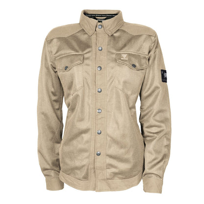SALE Protective Summer Mesh Shirt for Women - Khaki Solid with Pads