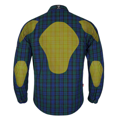 Protective Flannel Shirt For Men - Black Watch Plaid with Pads