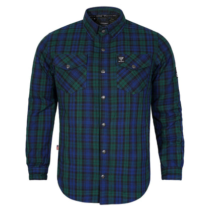 Protective Flannel Shirt For Men - Black Watch Plaid with Pads
