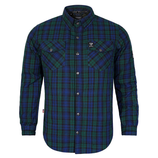 Protective Flannel Shirt For Men - Black Watch Plaid with Pads