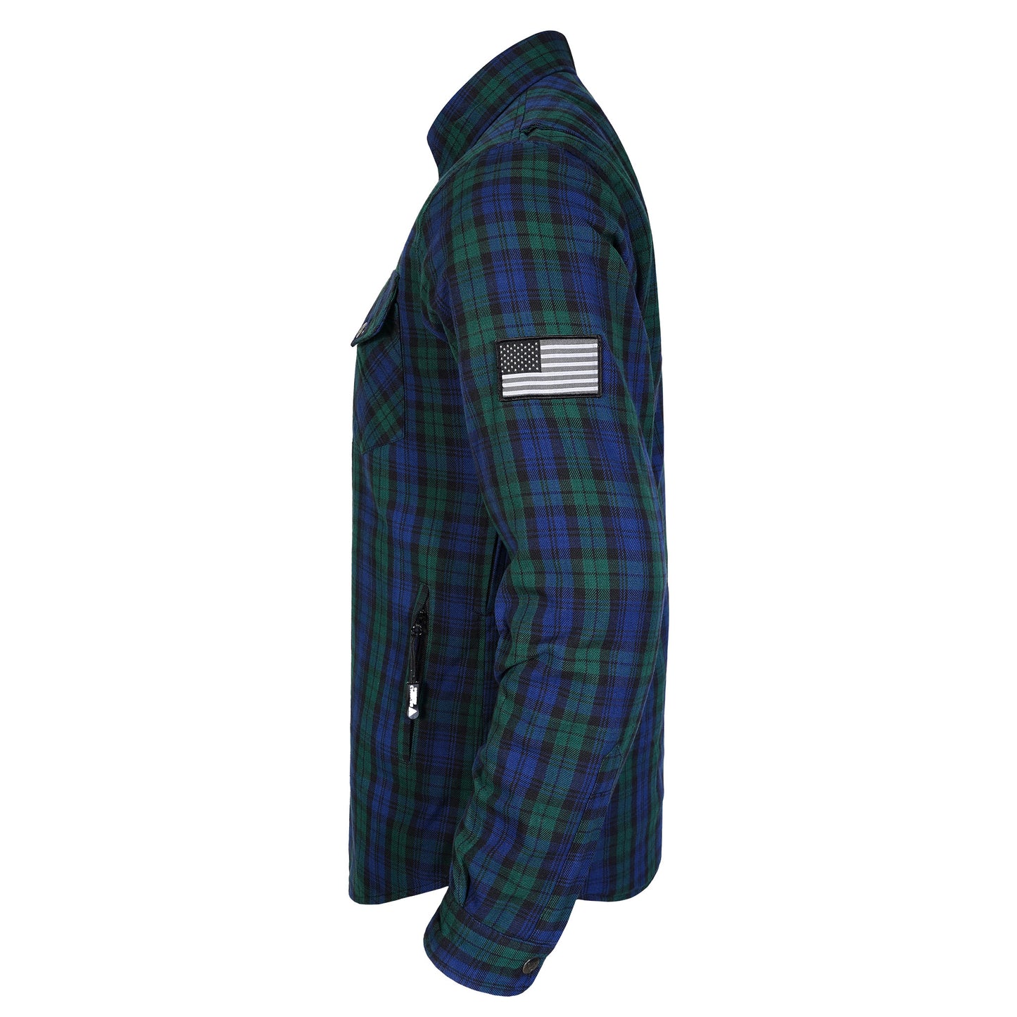 Protective Flannel Shirt For Men - Black Watch Plaid with Pads