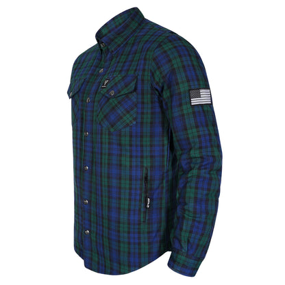 Protective Flannel Shirt For Men - Black Watch Plaid with Pads