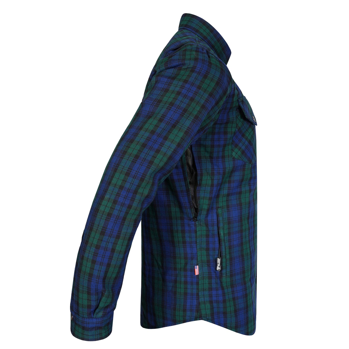 Protective Flannel Shirt For Men - Black Watch Plaid with Pads
