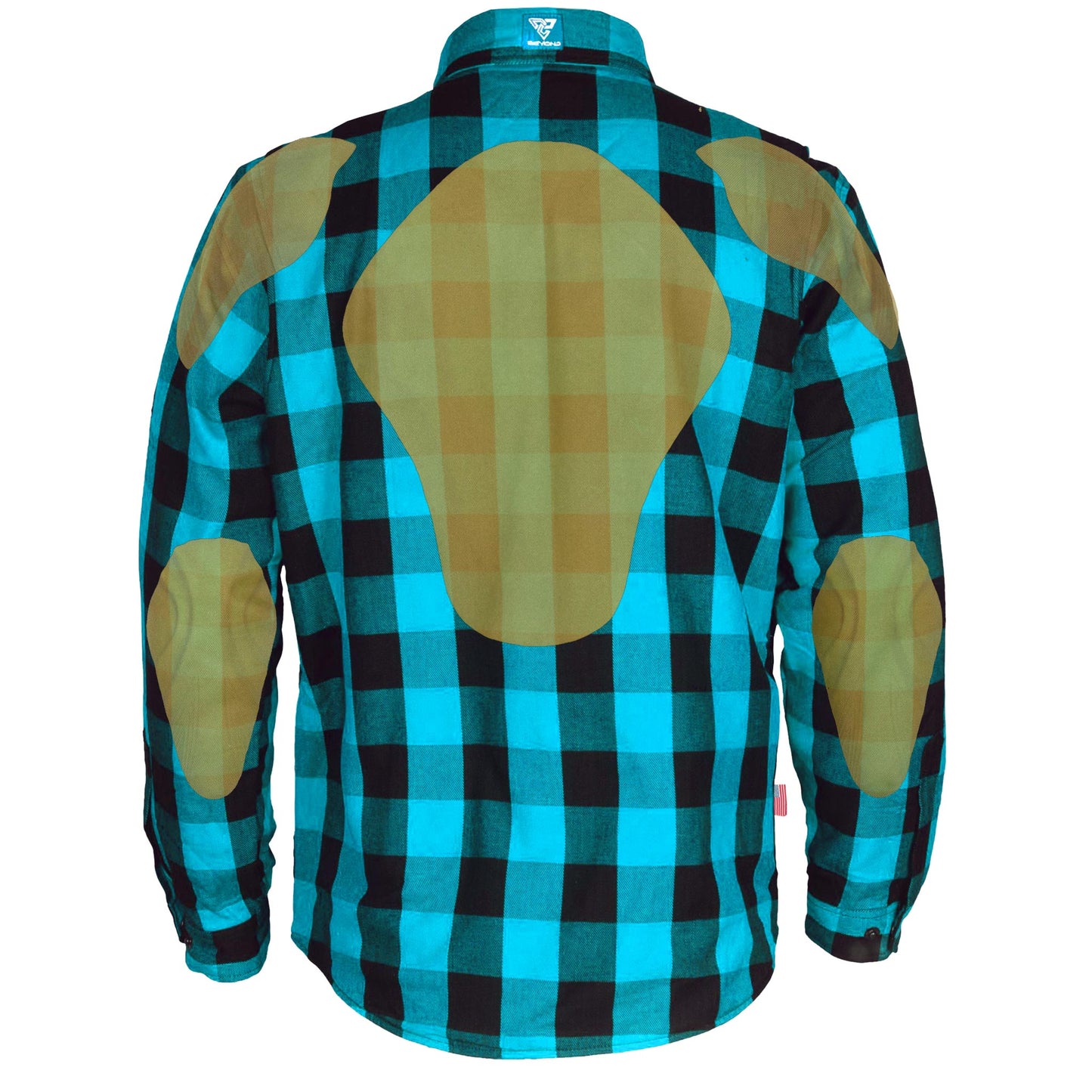 SALE Protective Flannel Shirt - Aqua Blue Checkered with Pads