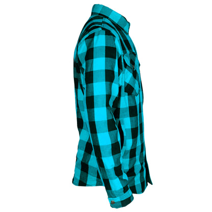 SALE Protective Flannel Shirt - Aqua Blue Checkered with Pads